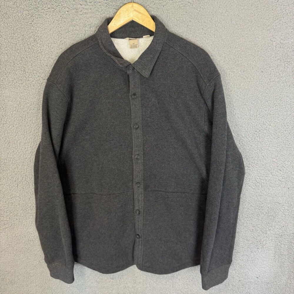 Duluth Trading Co Shacket Mens XL Grey Button Up Fleece Lined Relaxed Fit